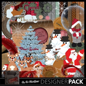 Nez Rouge et Santa kit Scrapbooking Digital Noël