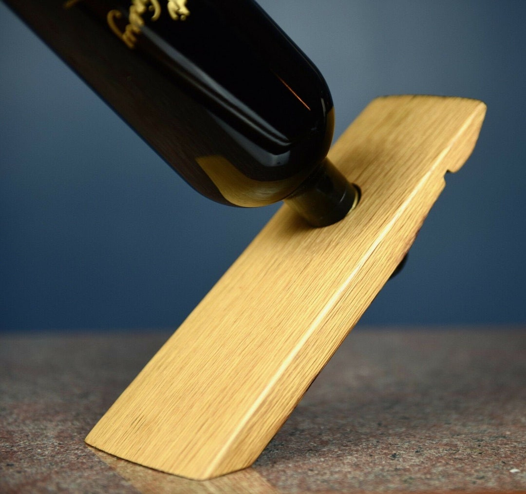 Barrel Stave Floating Wine Bottle Stand Etsy