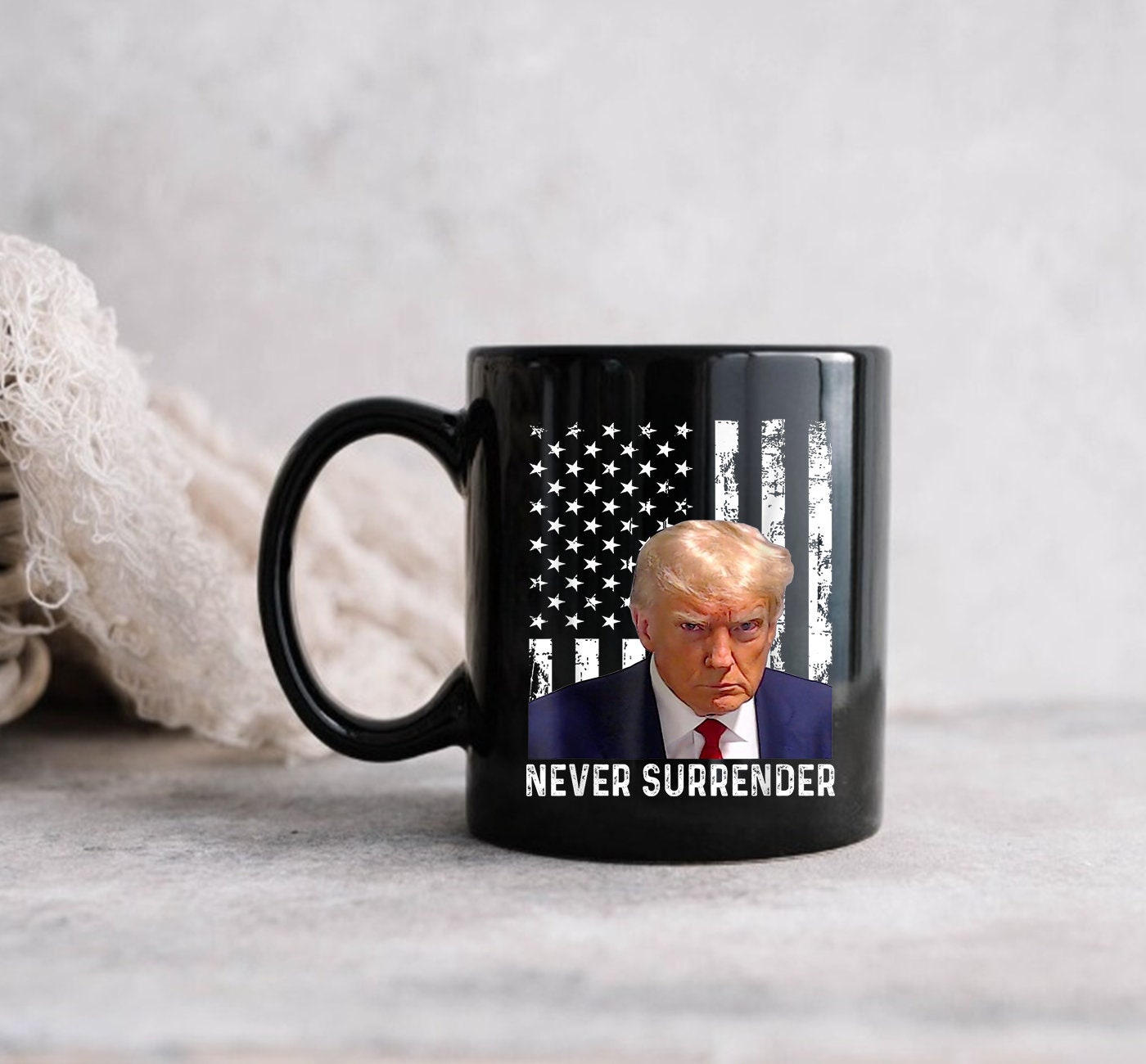 Discover Never Surrender Mug, Trump Mugshot Mug, Donald Trump Mugshot Mug