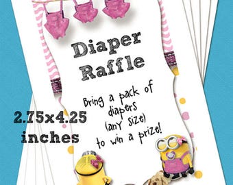Digital Printable Pink Minion Baby Girl Shower Diaper Raffle