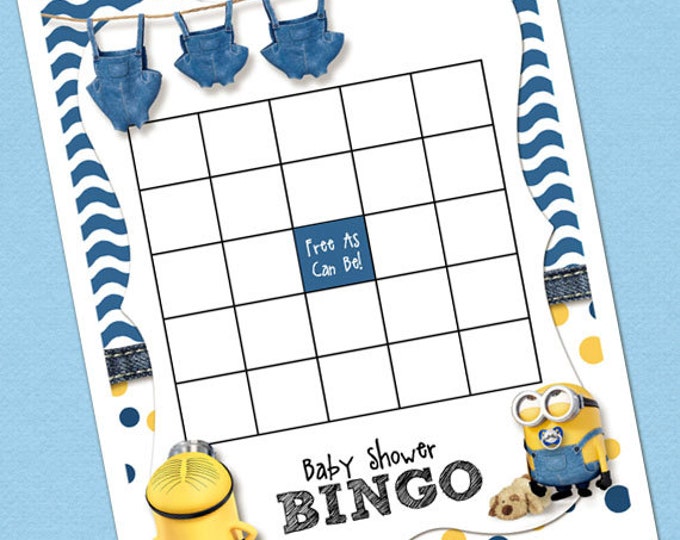 Minion Baby Shower Bingo Template - Etsy