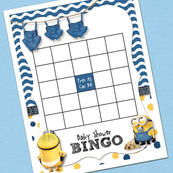Minion Baby Shower Bingo Template - Etsy