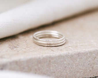 Eco Friendly 'Primrose' Recycled Silver Stacking Ring Set