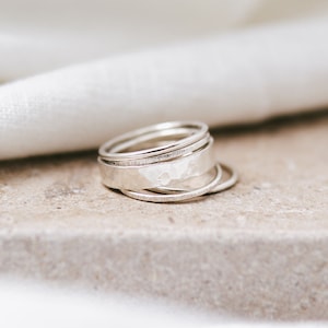Eco Friendly &#39;Delphine&#39; Recycled Silver Stacking Ring Sets