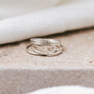 Eco Friendly &#39;Jasmine&#39; Recycled Silver Stacking Ring Set