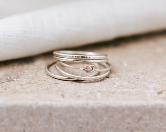 Eco Friendly 'Jasmine' Recycled Silver Stacking Ring Set