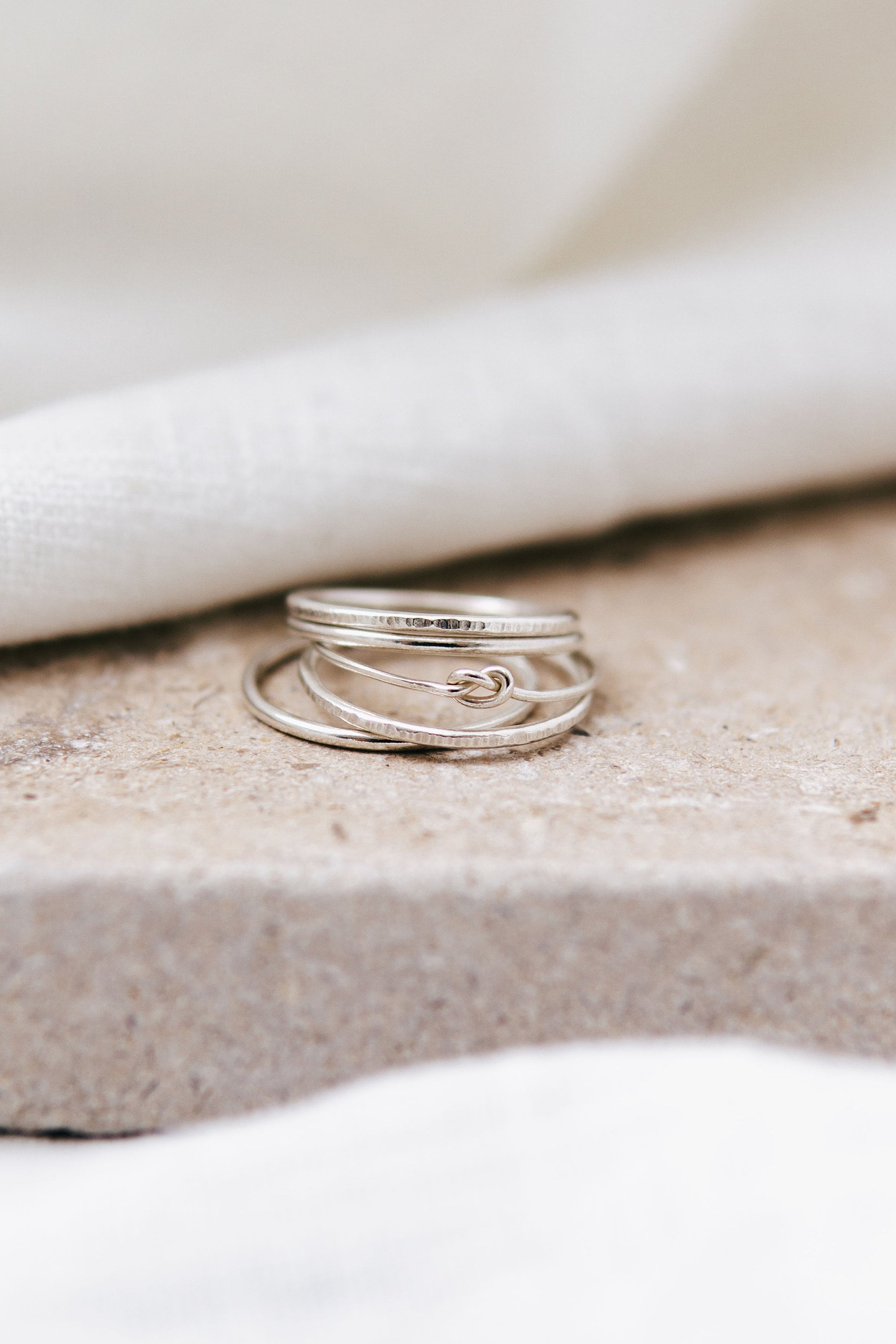 Eco Friendly 'Jasmine' Recycled Silver Stacking Ring Set