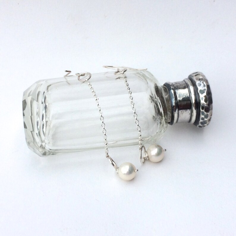 Handmade Pearl Sterling Silver X-Long Drop Earrings