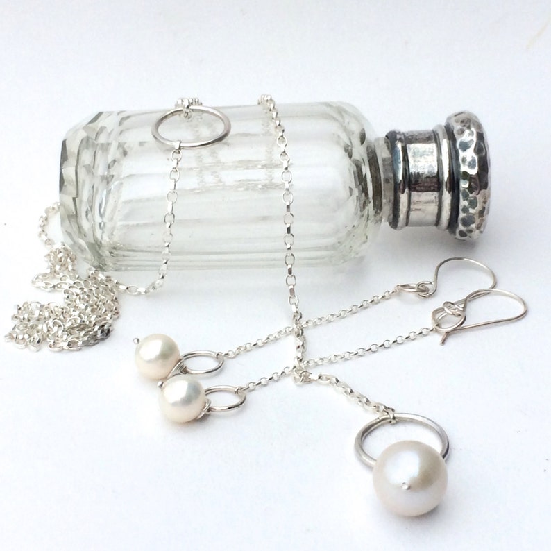 Handmade Pearl Sterling Silver X-Long Drop Earrings