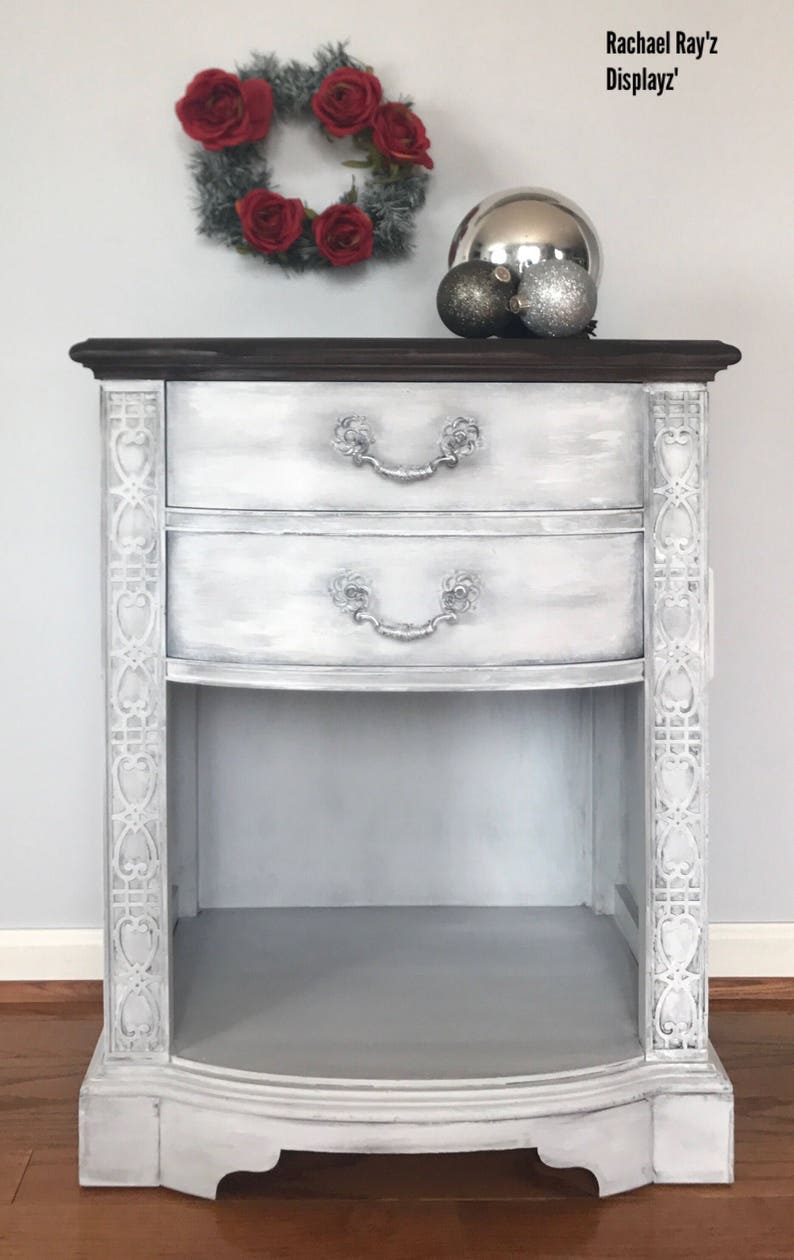 Sold Elegant White And Gray Drexel Nightstand Endtable Etsy