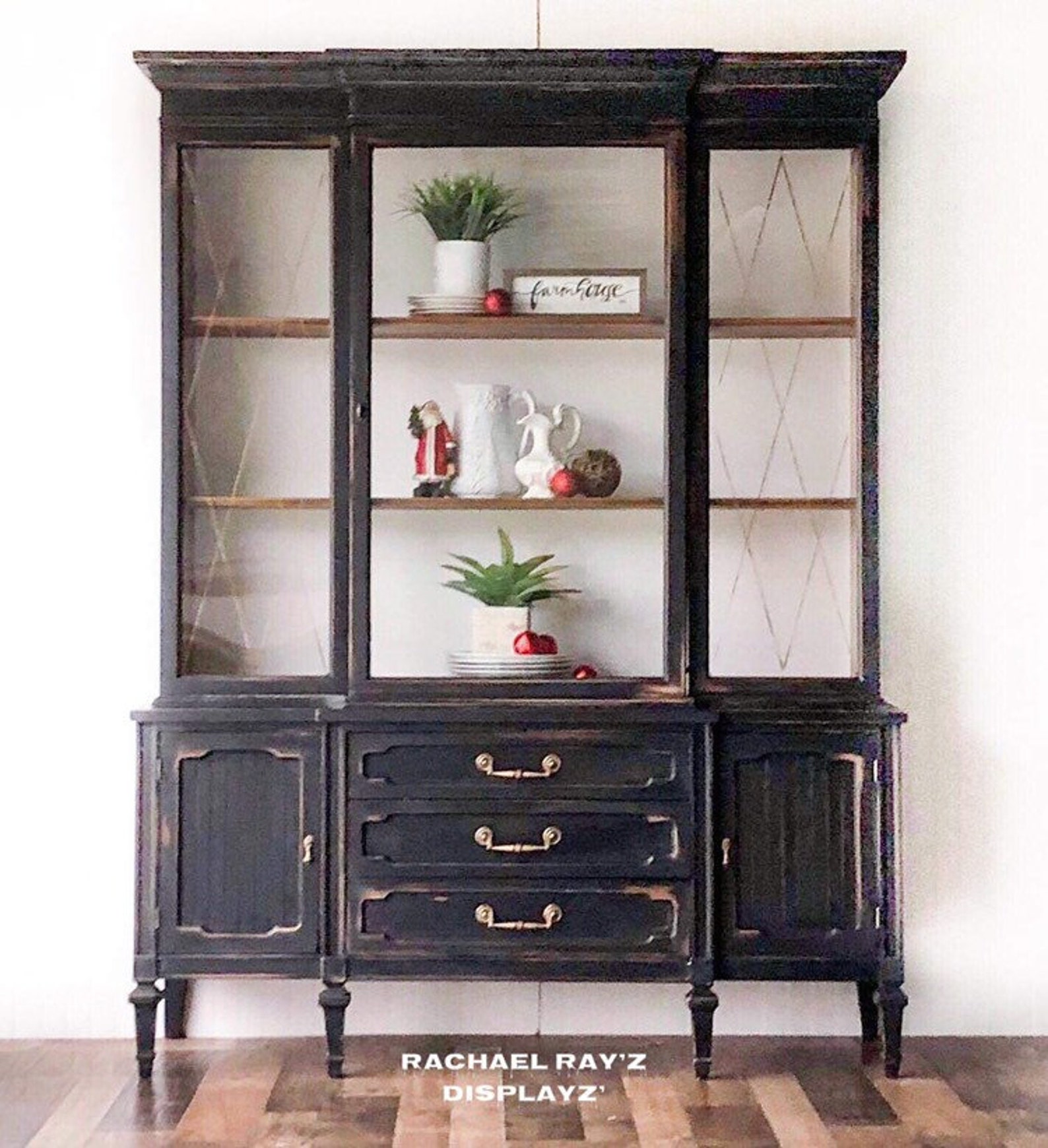 Black Mid Century Modern China Cabinet Farmhouse Hutch - Etsy