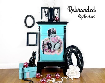 Audrey Hep Table, Old Hollywood Nightstand, Accent Cabinet, Vogue Decor