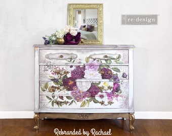 Small dainty chest of drawers, French Provincial dresser, Floral bedroom storage