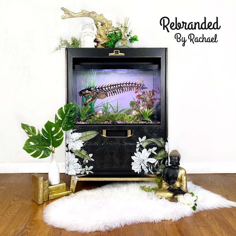 Retro Aquarium Fish Tank Vintage TV Console Table MCM Fish Etsy