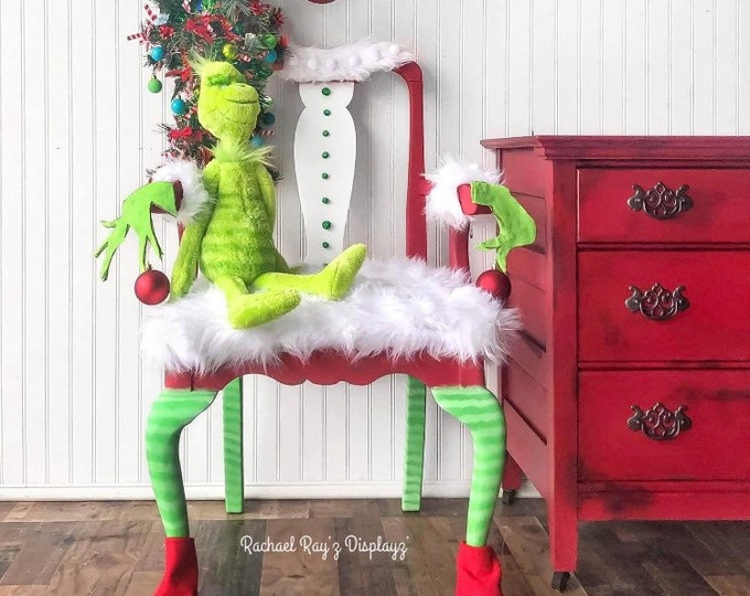 Custom Grinch Chair, Grinch Decor, Grinch Christmas, Christmas Decor Etsy