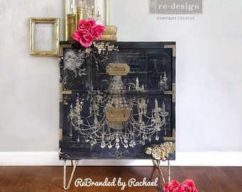 Modern Glam Side Table,  Gold Hair Pin Leg Campaign Cabinet, Vintage Glam End Table, Unique Side Table