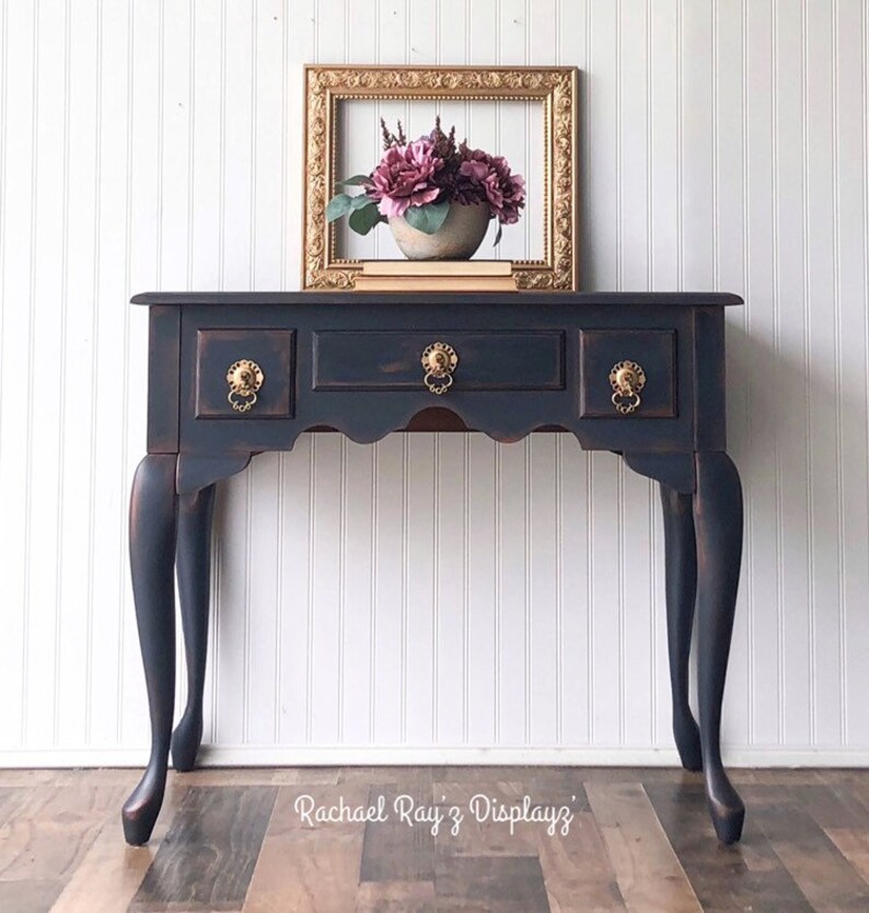Navy Queen Anne Style Multipurpose Entryway Accent Table With Etsy