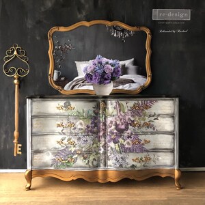 French Country Dresser, Purple Floral Dresser