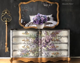 French Country Dresser, Purple Floral Dresser