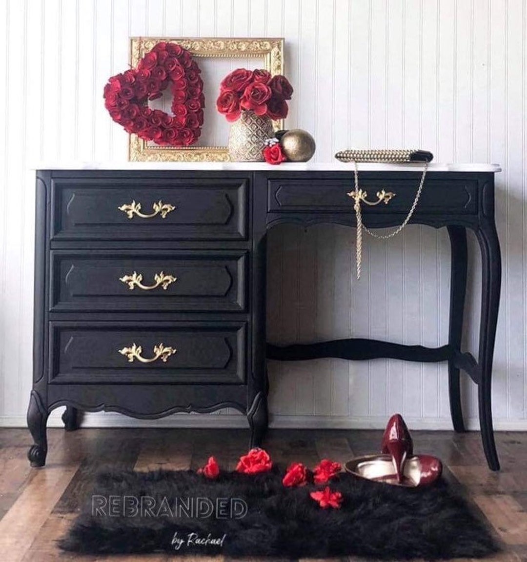 Sold This Can Be Custom Made Black French Provincial Desk or Vanity ...