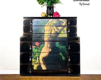 Large dresser, vintage 5 Drawer dresser, naked woman Chest of Drawers, Deco Art, Russell Patterson