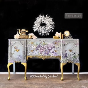 Floral French Provincial Buffet, Lavender Media Center