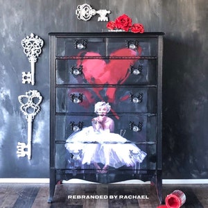 Sold! Unique Valentines Day present for girl vintage Glam Marilyn Monroe Dresser one of a kind for bedroom or she shed woman cave