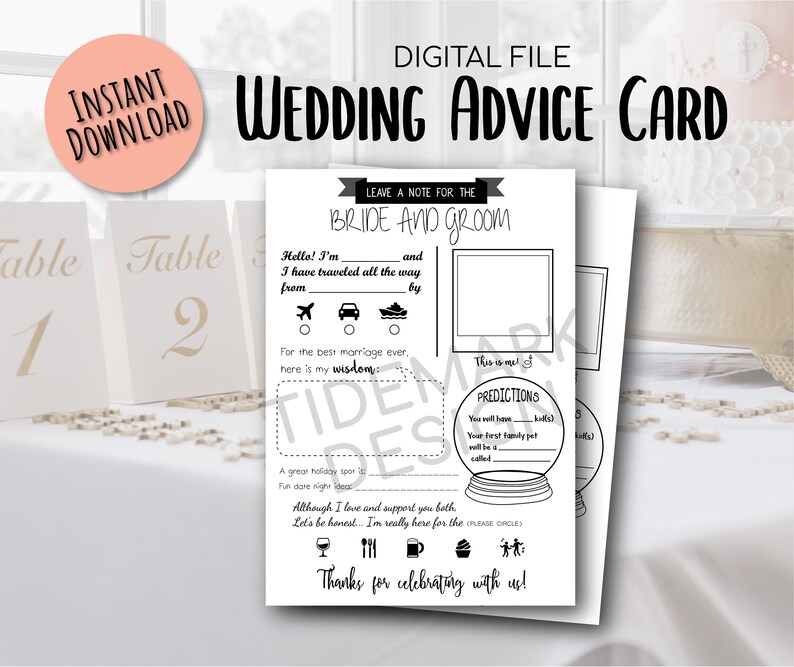 Wedding Advice Card Printable Wedding Mad Libs Marriage Mad - Etsy
