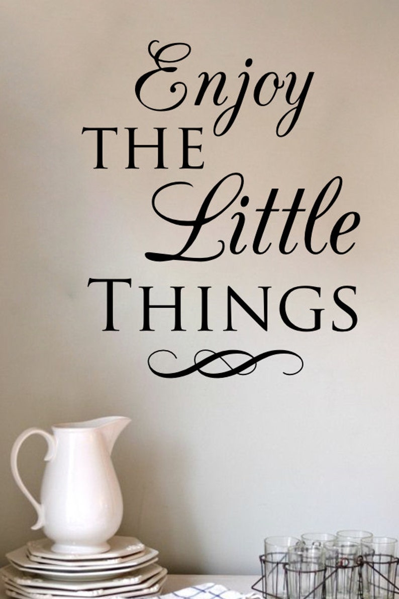 Vinyl Letters Enjoy the Little Things Vinyl Wall Decal Inspiring Wall Decal Vinyl Newlywed Gift New Homeowner Gift for Her