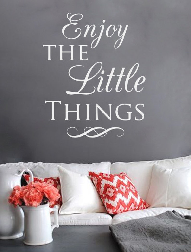 Vinyl Letters Enjoy the Little Things Vinyl Wall Decal Inspiring Wall Decal Vinyl Newlywed Gift New Homeowner Gift for Her