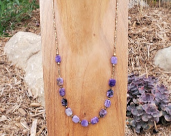 Charoite and African Brass Necklace