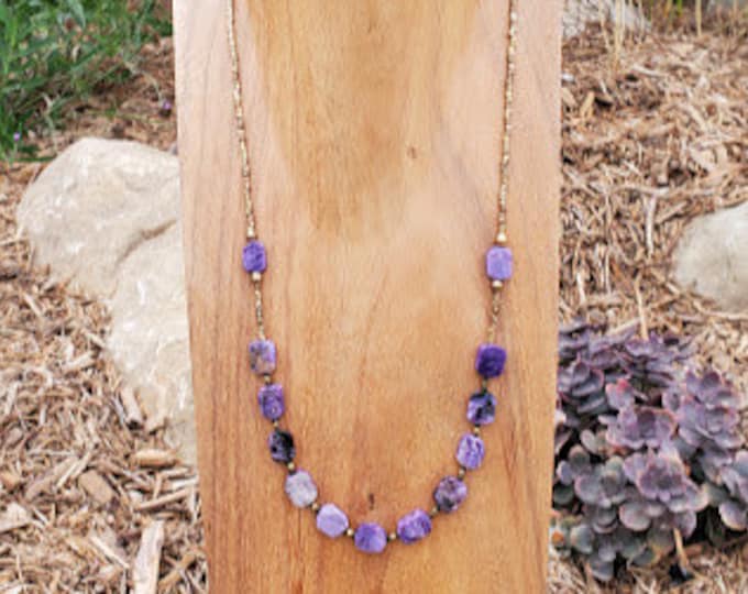 Featured listing image: Charoite and African Brass Necklace