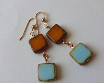 B-Squared Czech Glass Dangle Earrings