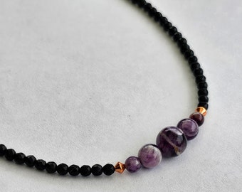 Sweet, Simple Gemstone Chokers  Howlite, Magnesite, Amethyst, Chrysocolla, Phosphosiderite, minimalist, adjustable