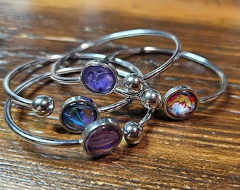 Stainless Steel Bangle Bracelet   Handmade jewelry, Adjustable, unisex, one of a kind, fluid art, wearable art, contemporary jewelry