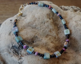 Czech Glass & Phosphosiderite Bracelet