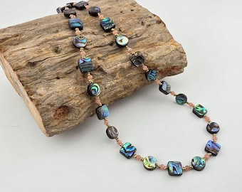 Handcrafted Abalone & Rhodonite Necklace