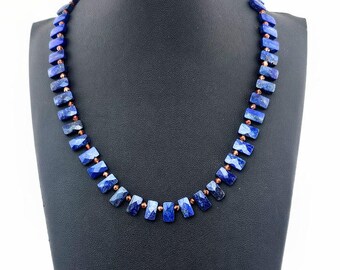 Handcrafted Lapis Lazuli & Orange Garnet Necklace