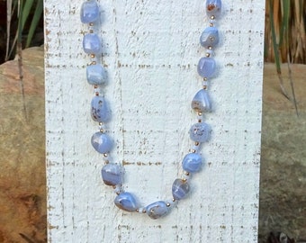Blue Lace Agate Nugget Necklace