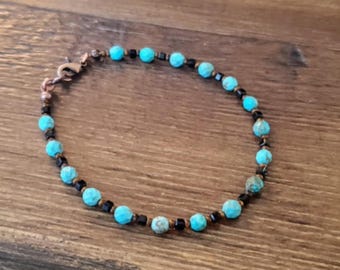 Dainty Blue Magnesite & Black Spinel Bracelet