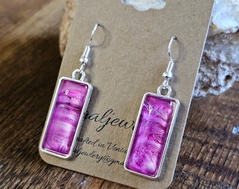 Handmade Chic Bright Pink Fluid Art Earrings   lightweight earrings, Stainless steel jewelry wearable art,  Avant Guard,