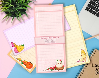 Duck Desserts Notepad / locally handmade kawaii cute stationary / 3 x 7 inch shopping list notepad / 50 pages