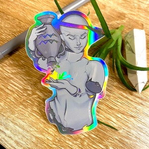 Aquarius / Stone Zodiac / Holographic Vinyl Sticker