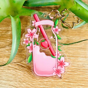 Sakura Strawberry Milk Keychain | anime acrylic keychain 3 inch image 2