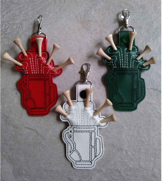 Embroidered Golf Tee Holder Golf Bag Tee Holder Key Chain Etsy