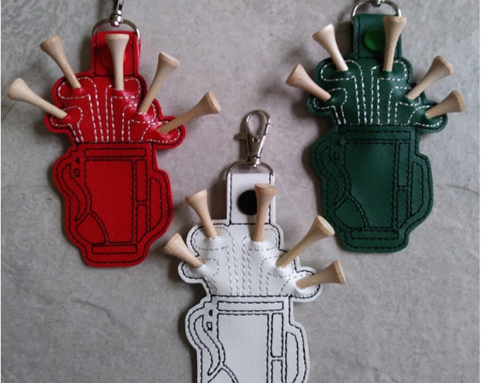 Embroidered Golf Tee Holder Golf Bag Tee Holder Key Chain Etsy