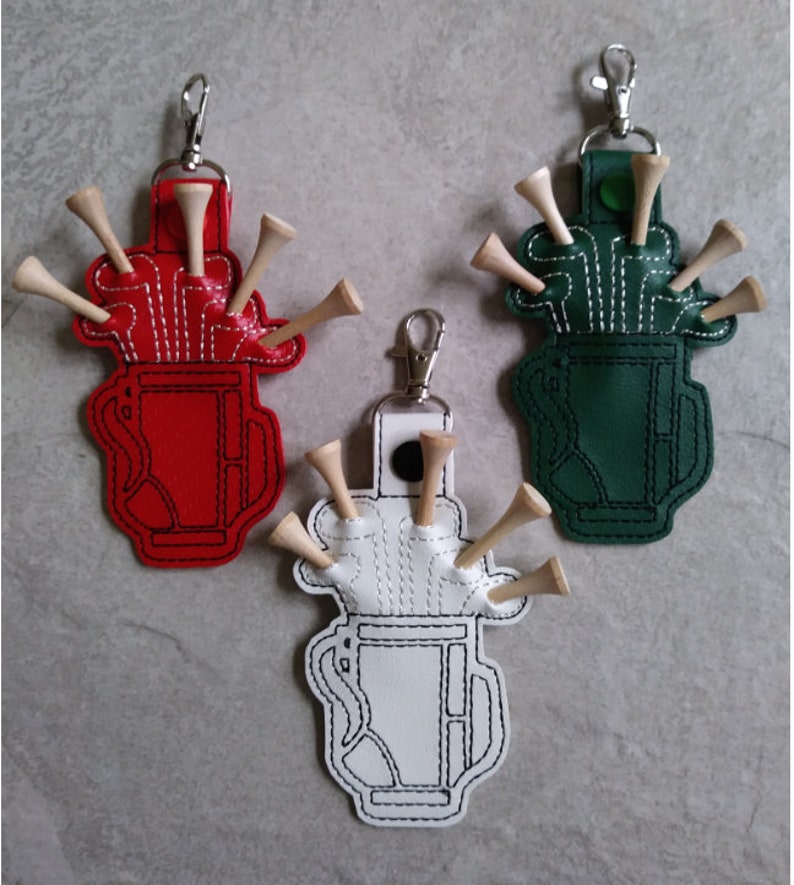 Embroidered Golf Tee Holder Golf Bag Tee Holder Key Chain Etsy