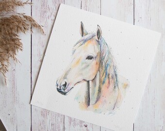 Horse Print Watercolour Animals Art, Watercolour Horse Equine Art, Colourful Horse Art, Wall Art Home Decor Nursery Artwork Interior Design