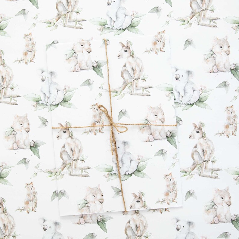 Gift Wrapping Paper Sheets Wombat Kangaroo /& Koala Wrapping Paper FSC Certified Wrapping Paper