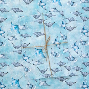 Manta & Eagle Rays Wrapping Paper, Gift Wrapping Paper Sheets, FSC Certified Wrapping Paper